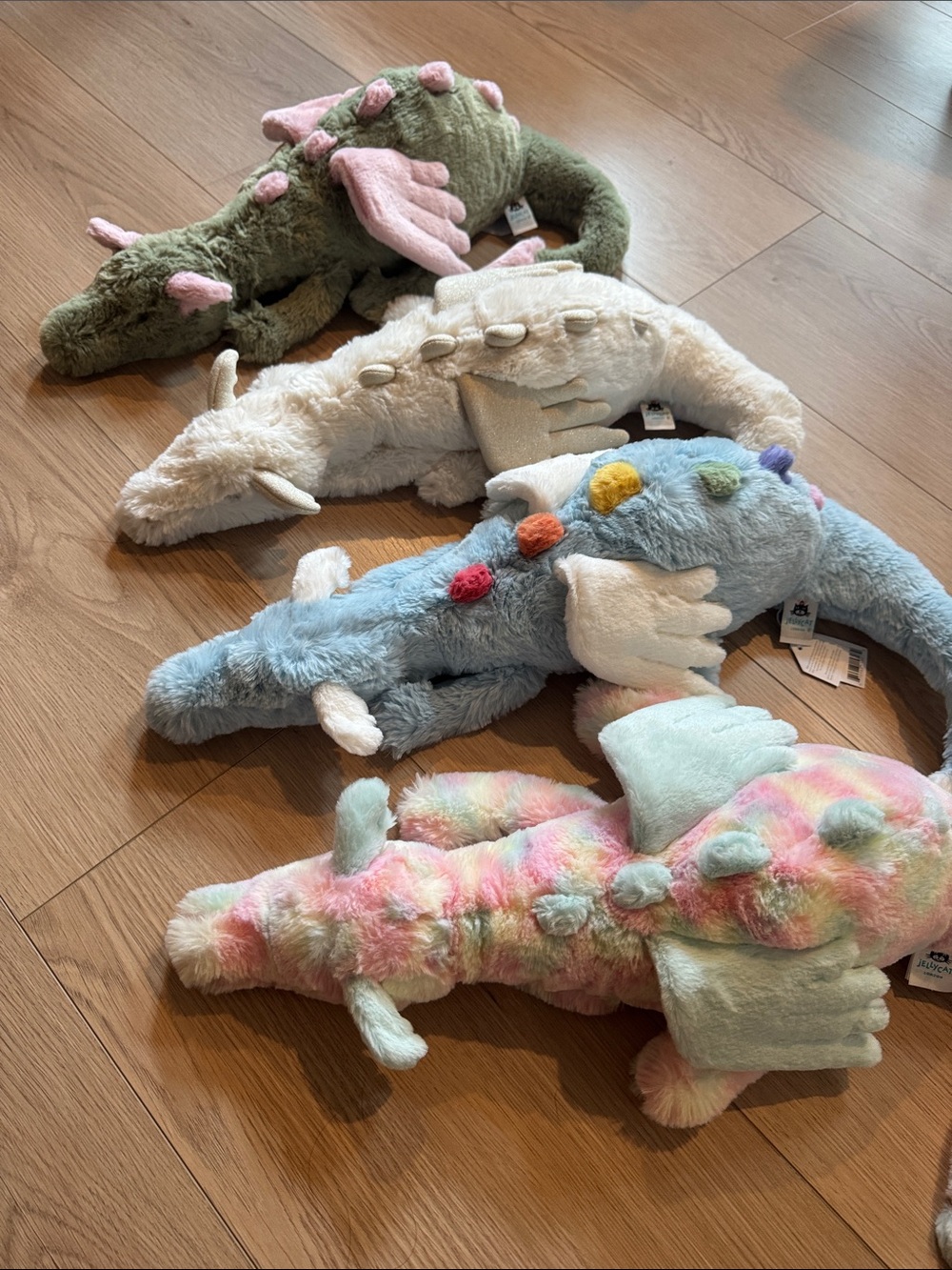 Jellycat Dragon Plush Set of 4- Malachy, Snow, Sky, Lazulia